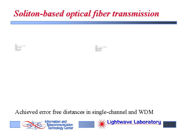 Soliton-based optical fiber transmission Achieved error free distances in single-channel and WDM 