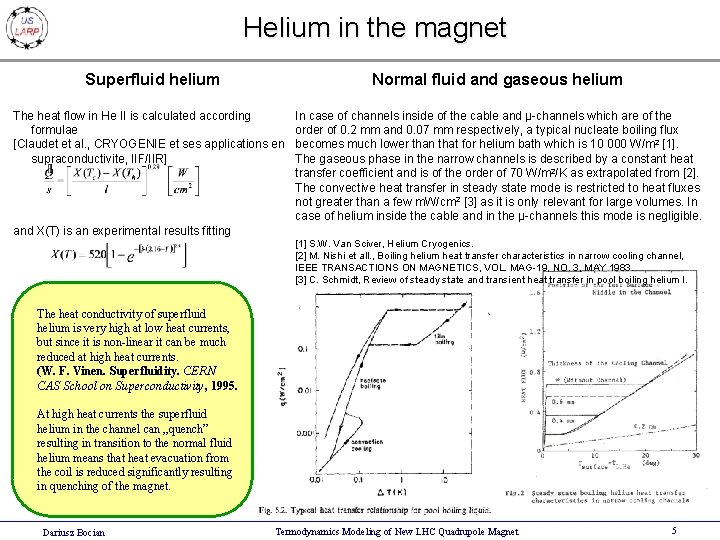 Helium in the magnet Superfluid helium Normal fluid and gaseous helium The heat flow