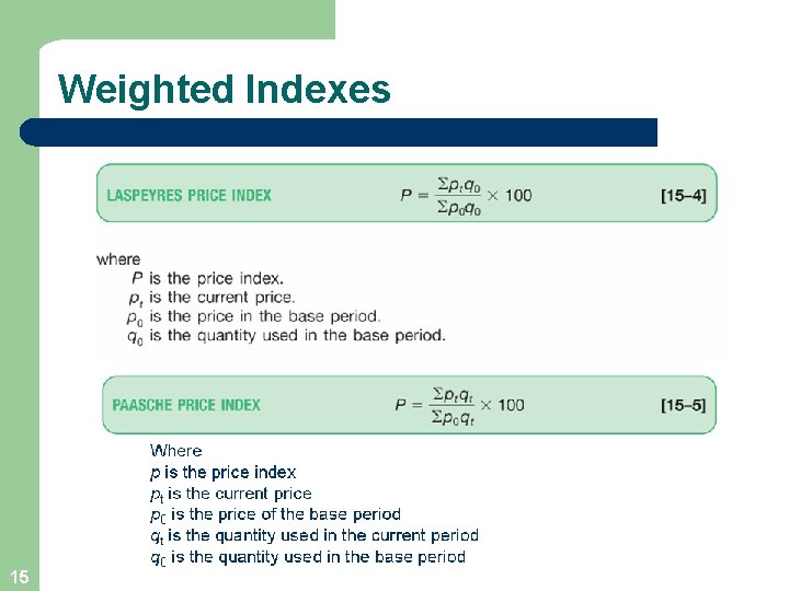Weighted Indexes 15 