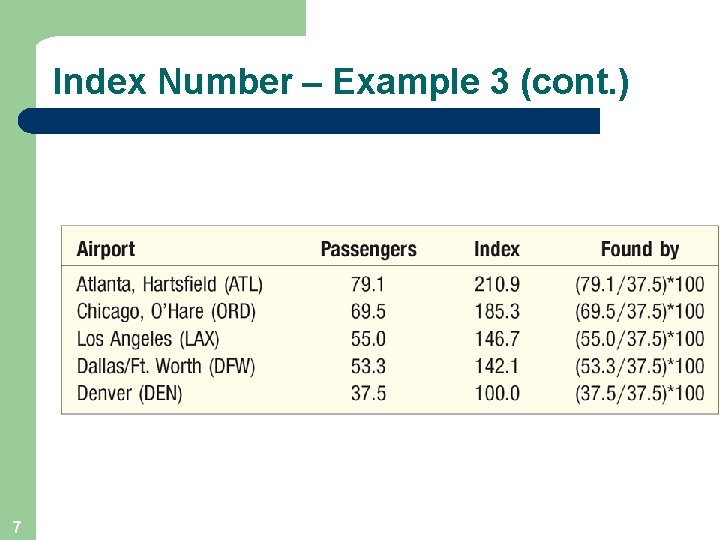 Index Number – Example 3 (cont. ) 7 