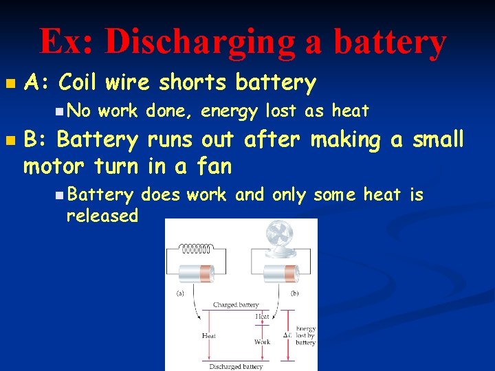 Ex: Discharging a battery n A: Coil wire shorts battery n No n work