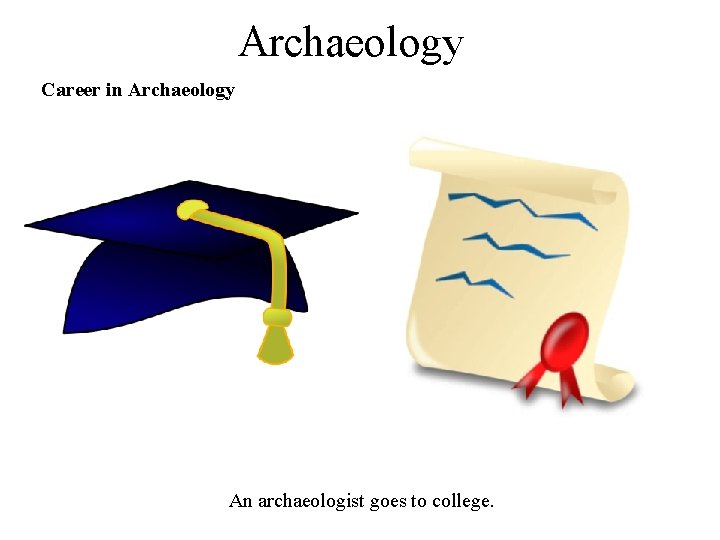 Archaeology Career in Archaeology An archaeologist goes to college. 