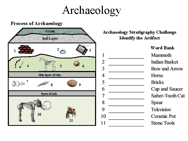 Archaeology Process of Archaeology Grass Archaeology Stratigraphy Challenge Identify the Artifact Soil Layer 2