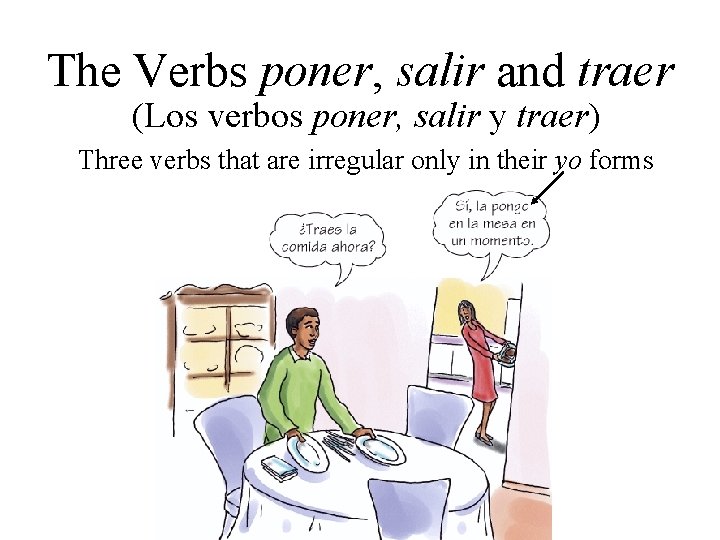 The Verbs poner, salir and traer (Los verbos poner, salir y traer) Three verbs