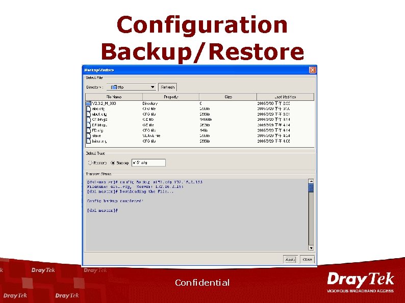 Configuration Backup/Restore Confidential 