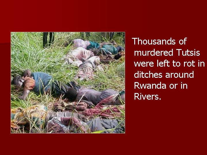 Thousands of murdered Tutsis were left to rot in ditches around Rwanda or in