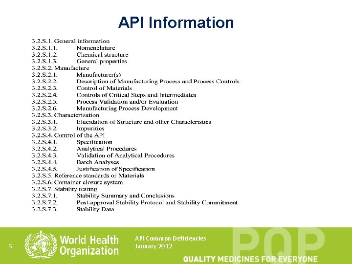 API Information 5 API Common Deficiencies January 2012 
