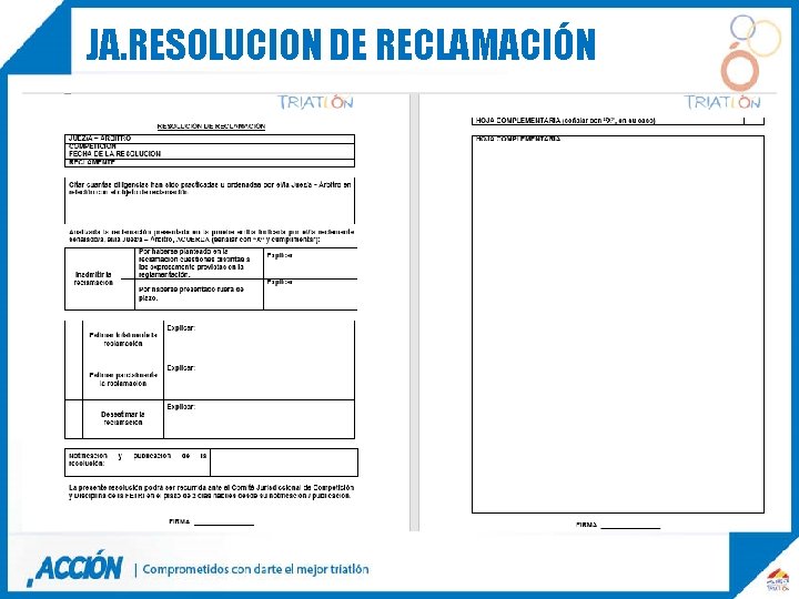 JA. RESOLUCION DE RECLAMACIÓN 