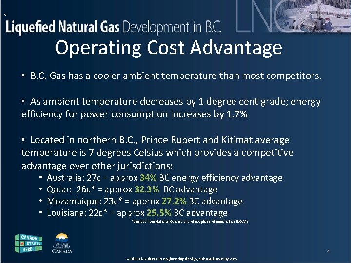 “ Liquefied Natural Gas Development in B. C. Operating Cost Advantage • B. C.