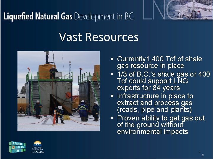 Liquefied Natural Gas Development in B. C. Vast Resources § Currently 1, 400 Tcf