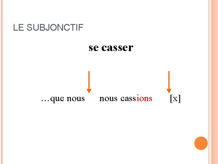 LE SUBJONCTIF se casser … …que nous cassions [x] 