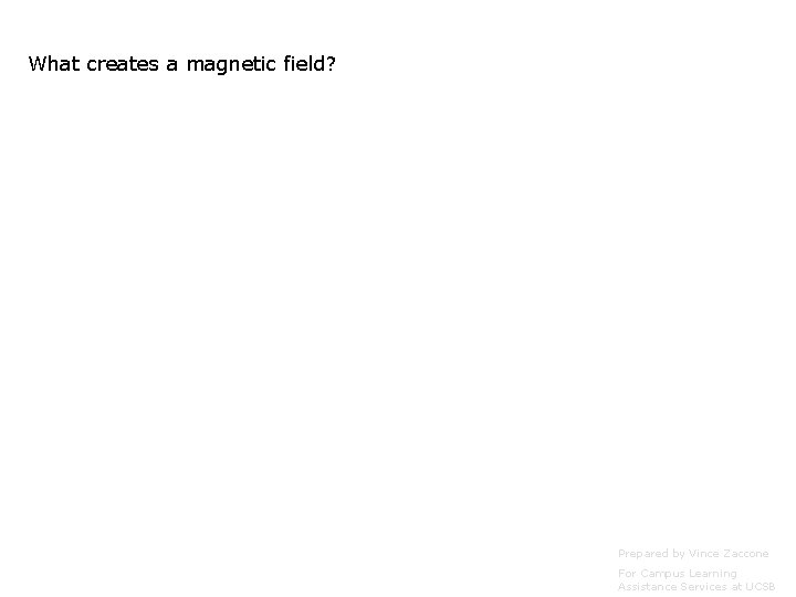 What creates a magnetic field? Prepared by Vince Zaccone For Campus Learning Assistance Services