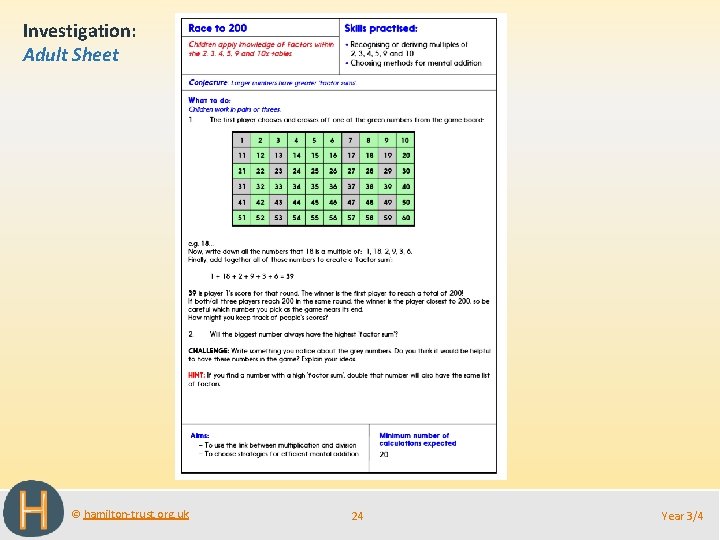 Investigation: Adult Sheet © hamilton-trust. org. uk 24 Year 3/4 