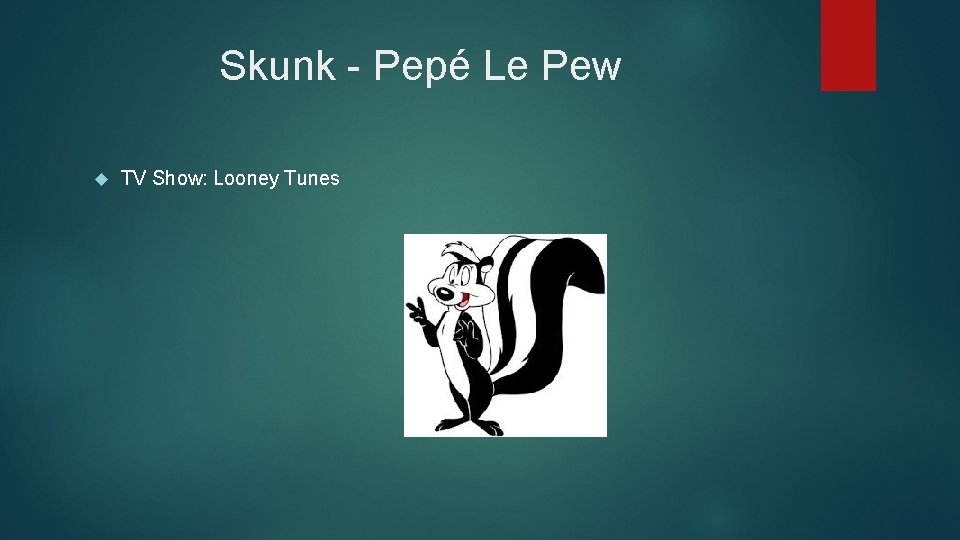 Skunk - Pepé Le Pew TV Show: Looney Tunes 