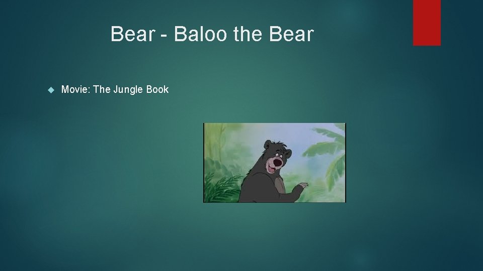 Bear - Baloo the Bear Movie: The Jungle Book 