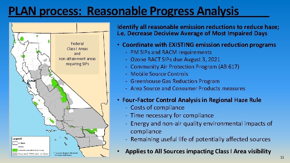 PLAN process: Reasonable Progress Analysis FIX Federal MAP Class I Areas and non-attainment areas