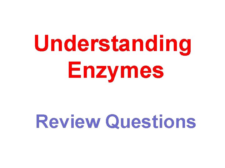 Understanding Enzymes Review Questions 