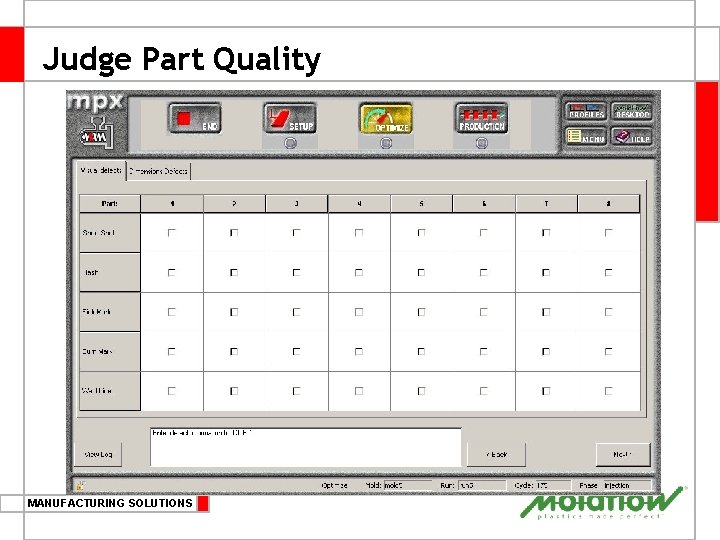 Judge Part Quality MANUFACTURING SOLUTIONS 