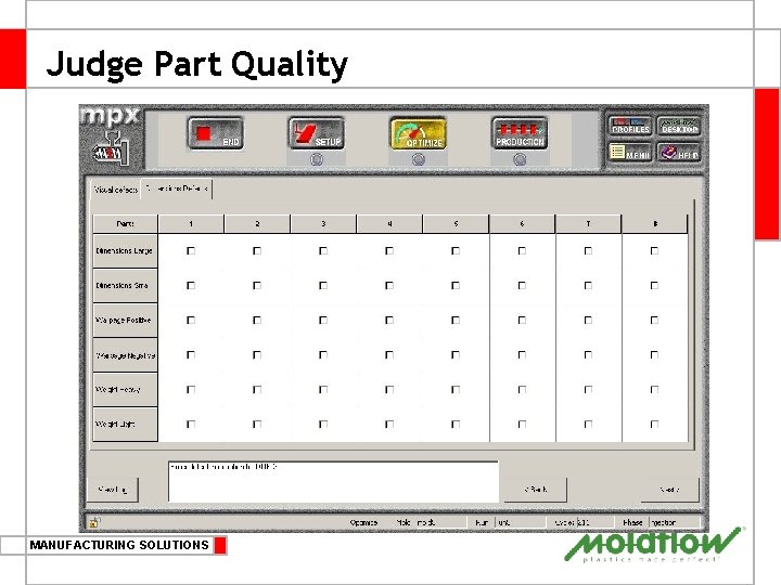 Judge Part Quality MANUFACTURING SOLUTIONS 