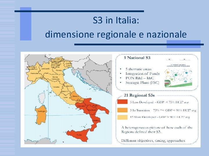 S 3 in Italia: dimensione regionale e nazionale 