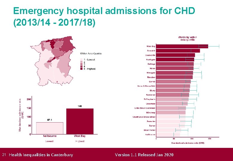 Emergency hospital admissions for CHD (2013/14 - 2017/18) 21 Health Inequalities in Canterbury Version