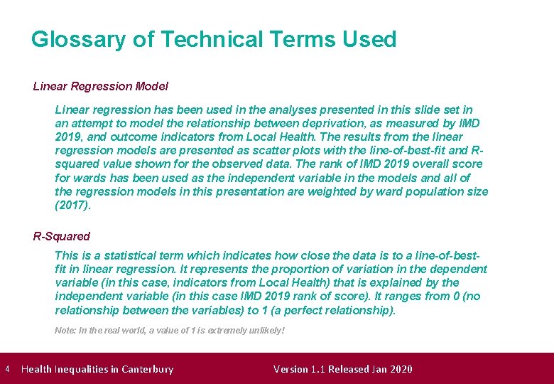 Glossary of Technical Terms Used Linear Regression Model Linear regression has been used in