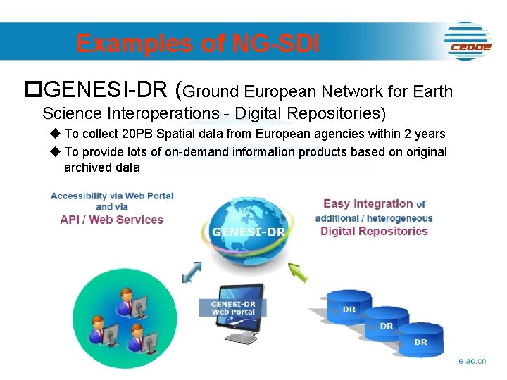 Examples of NG-SDI p. GENESI-DR (Ground European Network for Earth Science Interoperations - Digital