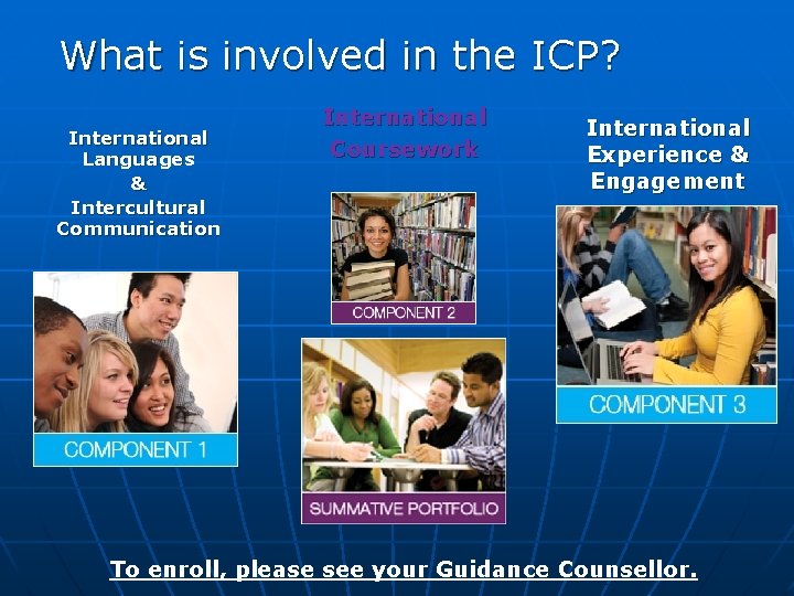 What is involved in the ICP? International Languages & Intercultural Communication International Coursework International