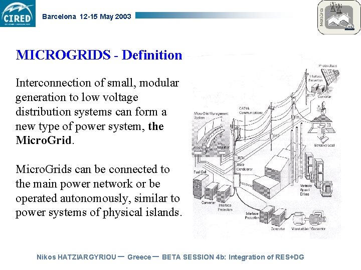 Barcelona 12 -15 May 2003 MICROGRIDS - Definition Interconnection of small, modular generation to