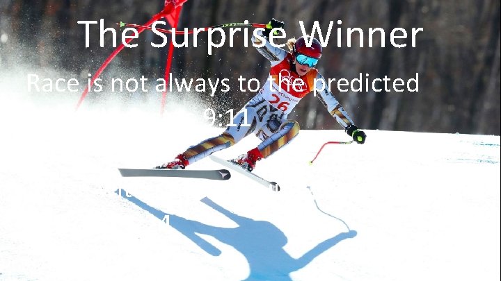 The Surprise Winner Race is not always to the predicted Ecclesiastes 9: 11 Judge