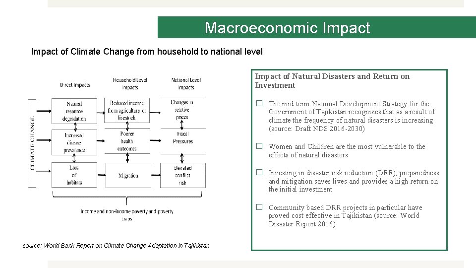 Macroeconomic Impact of Climate Change from household to national level Impact of Natural Disasters