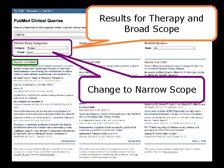 Results for Therapy and Broad Scope Change to Narrow Scope 