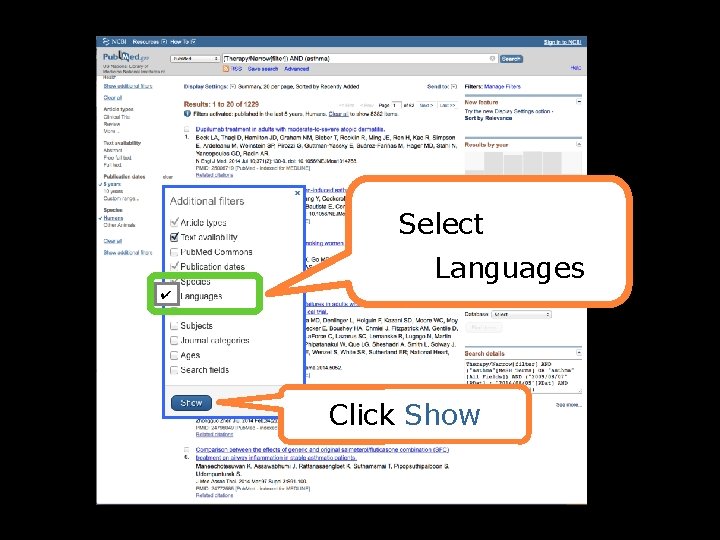 Select Languages ✔ Click Show 