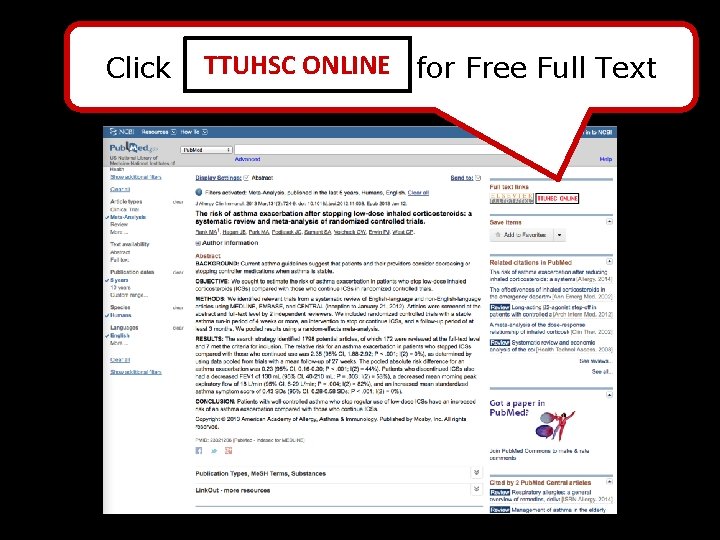 Click TTUHSC ONLINE for Free Full Text 