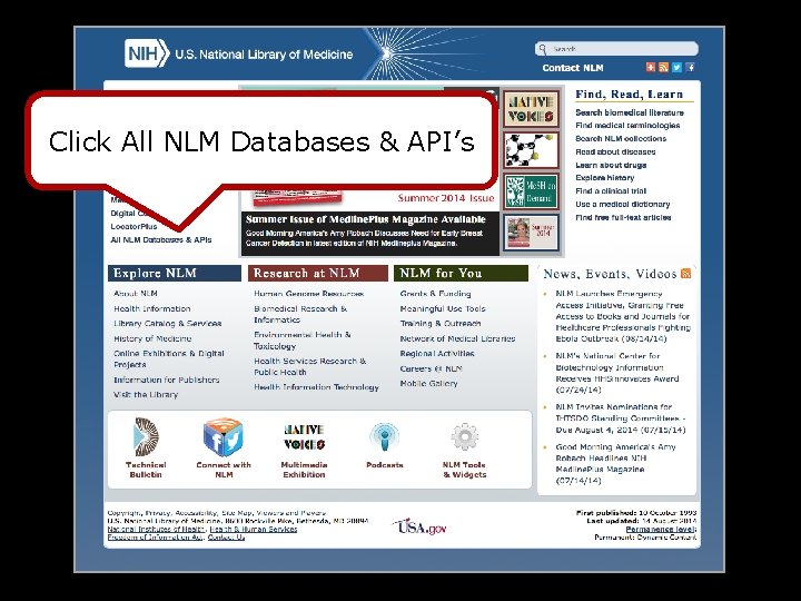 Click All NLM Databases & API’s 