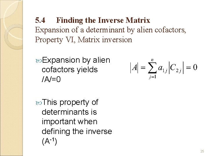 5. 4 Finding the Inverse Matrix Expansion of a determinant by alien cofactors, Property