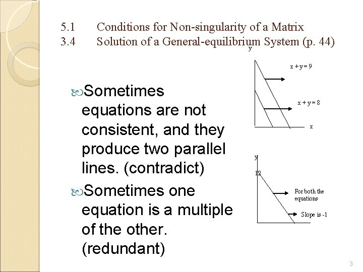 5. 1 3. 4 Conditions for Non-singularity of a Matrix Solution of a General-equilibrium