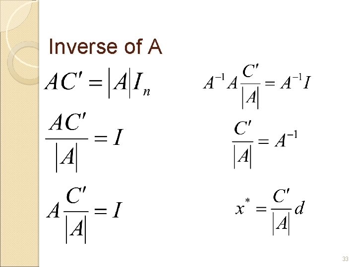 Inverse of A 33 