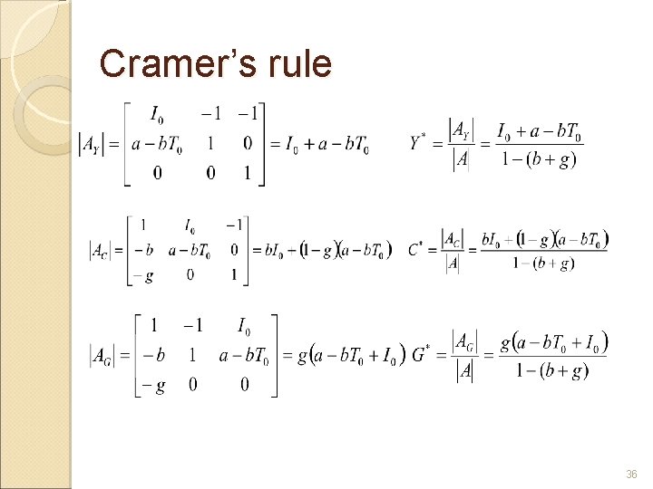 Cramer’s rule 36 