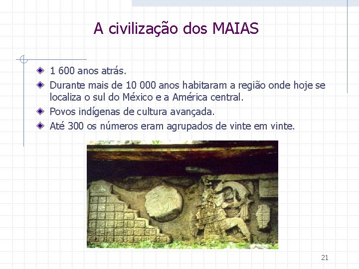 A civilização dos MAIAS 1 600 anos atrás. Durante mais de 10 000 anos