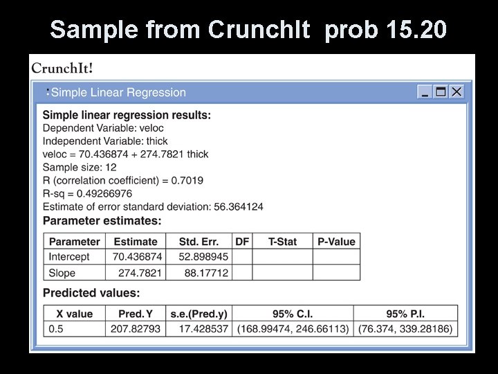 Sample from Crunch. It prob 15. 20 