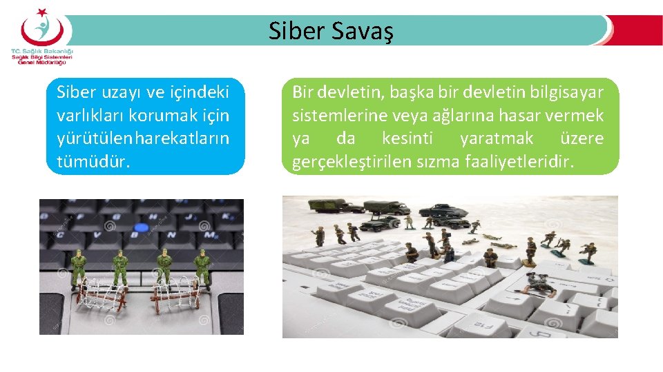 Siber Savaş Siber uzayı ve içindeki varlıkları korumak için yürütülen harekatların tümüdür. Bir devletin,