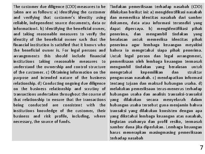 The customer due diligence (CDD) measures to be taken are as follows: a) Identifying