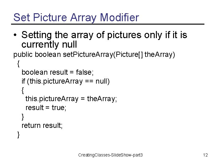 Set Picture Array Modifier • Setting the array of pictures only if it is