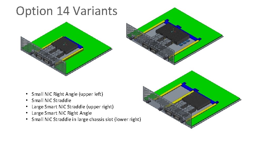 Option 14 Variants • • • Small NIC Right Angle (upper left) Small NIC