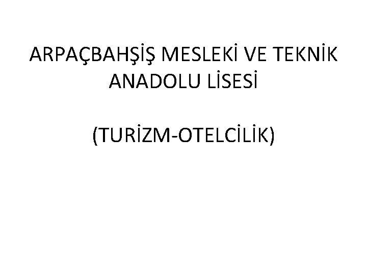 ARPAÇBAHŞİŞ MESLEKİ VE TEKNİK ANADOLU LİSESİ (TURİZM-OTELCİLİK) 