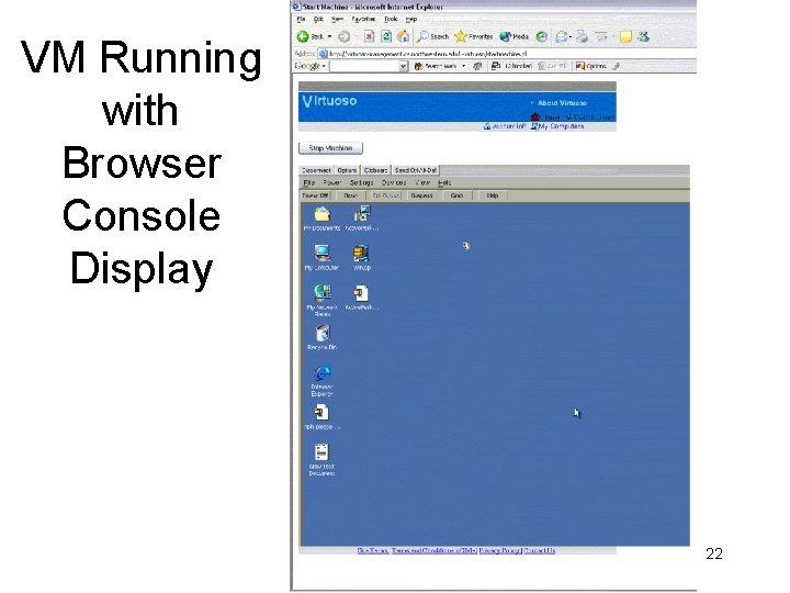 VM Running with Browser Console Display 22 