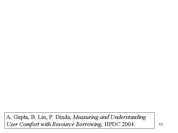 A. Gupta, B. Lin, P. Dinda, Measuring and Understanding User Comfort with Resource Borrowing,
