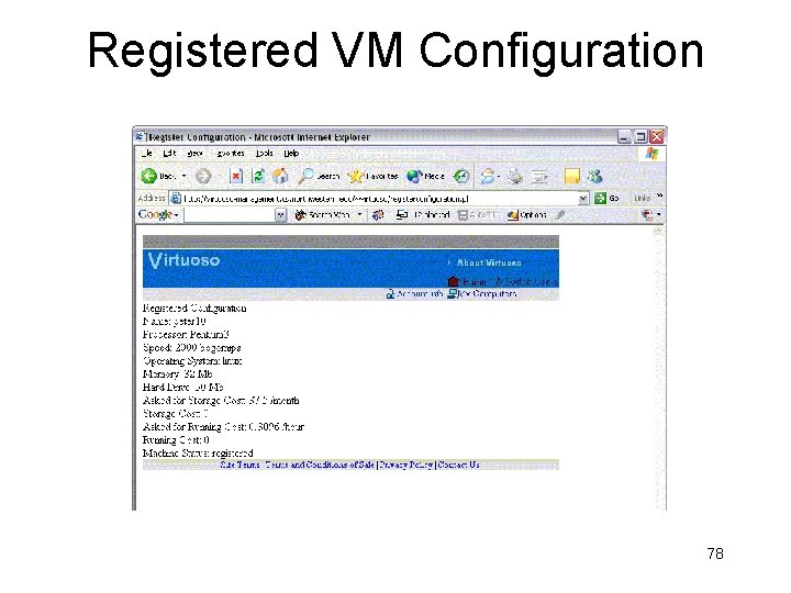 Registered VM Configuration 78 