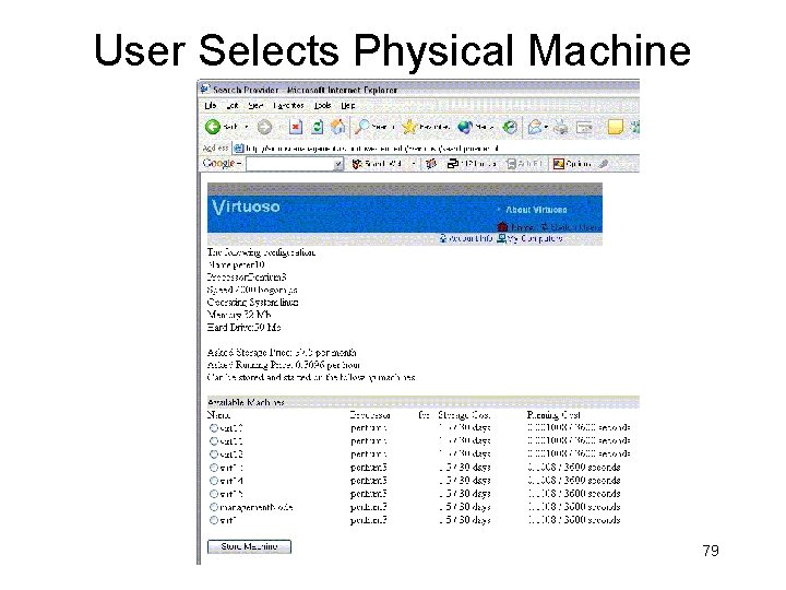 User Selects Physical Machine 79 